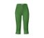 Un pantalon 3/4 stretch vert sur un fond blanc.