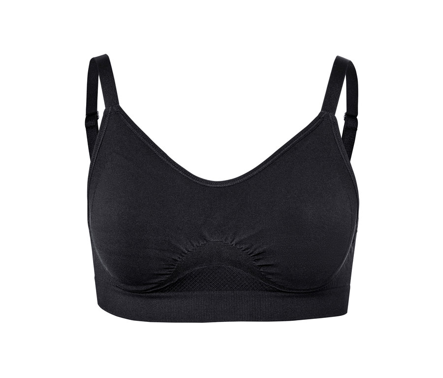 Soutien-gorge de sport noir sans coutures avec bretelles réglables.
