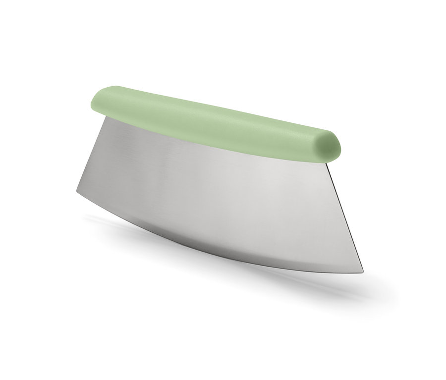 Trancheuse pour herbes et pizza avec une poignée vert pastel.