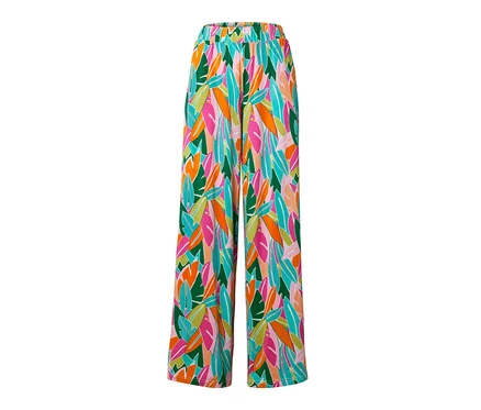 Pantalon palazzo imprimé multicolore.