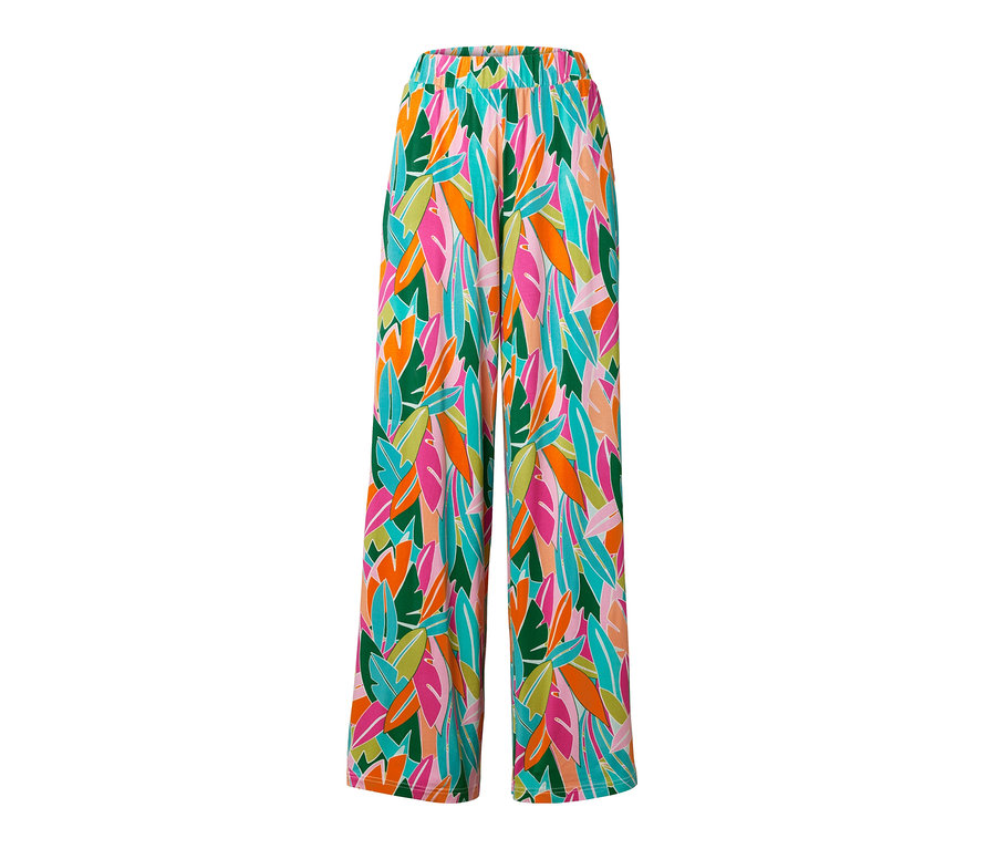 Pantalon palazzo imprimé multicolore.