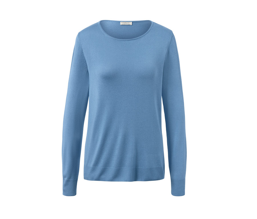 Pull en maille fine bleu.