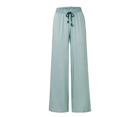 Pantalon relax pétrole avec cordon décoratif.