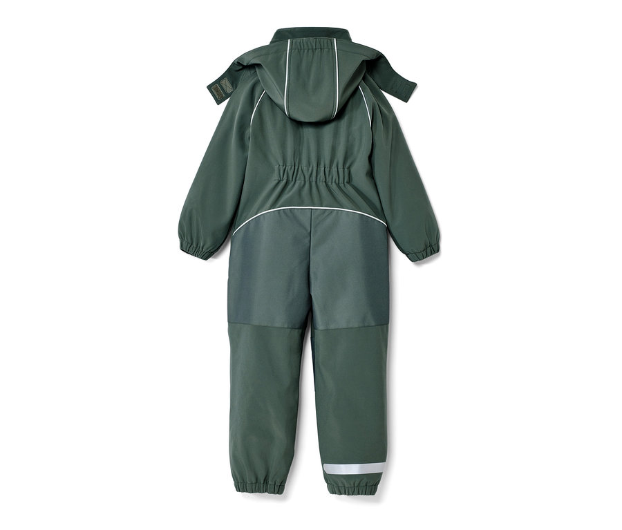 Combinaison en softshell verte pour enfant vue de dos.