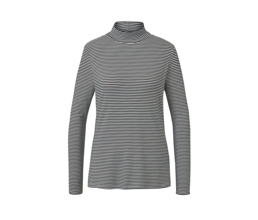 Blouse rayée à col montant.