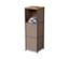 Commode étroite en métal « CN3 » avec plateau en bois et 2 abattants, taupe. Un casque blanc est visible dans le compartiment supérieur ouvert.