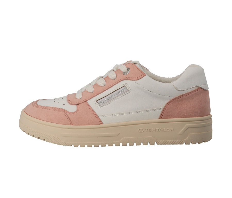 Baskets Tom Tailor rose et blanc en PU.
