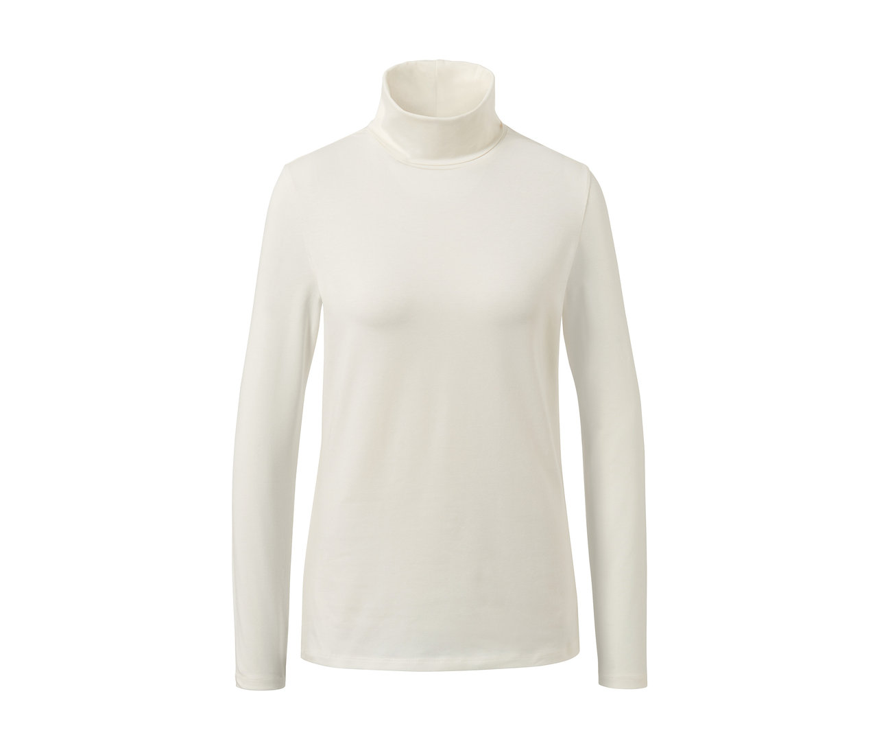 T-shirt col roulé crème.