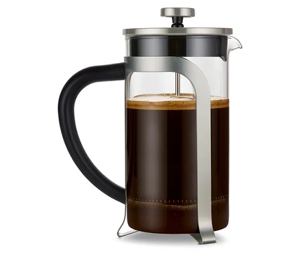 Cafetière à piston argentée de 800 ml, 6 tasses.