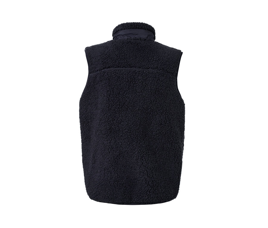 Gilet sans manches en peluche teddy bleu marine.
