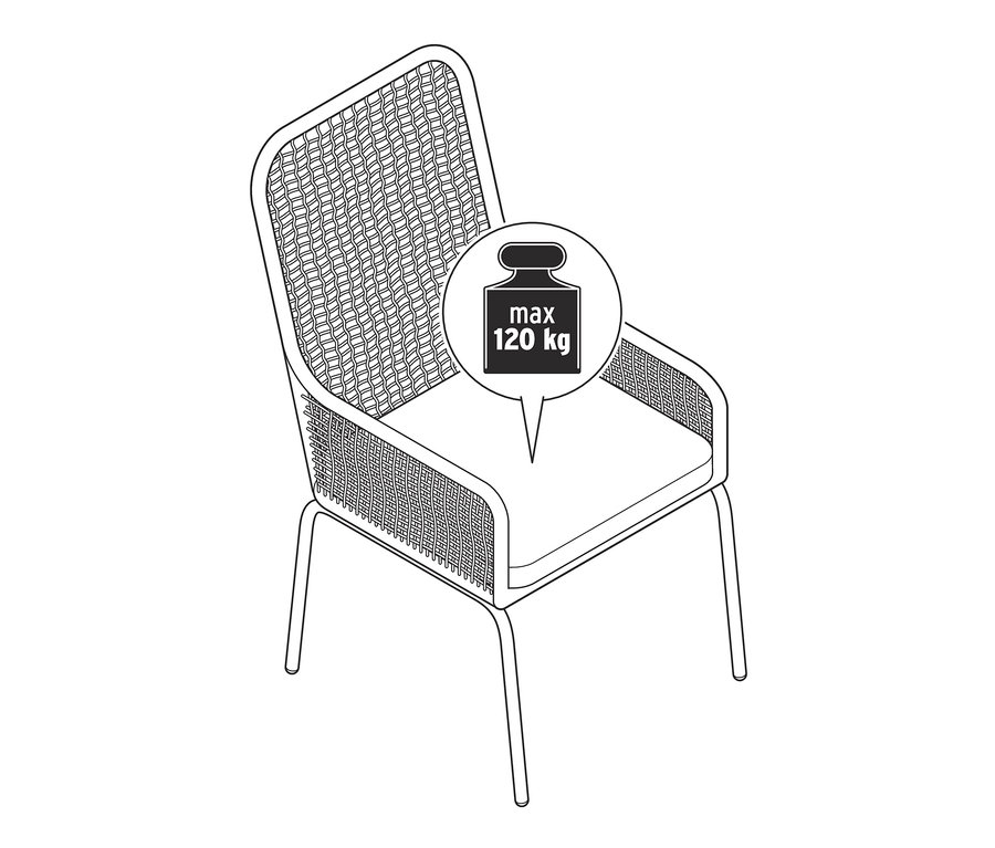 Illustration d'une chaise à dossier haut en textile tressé.