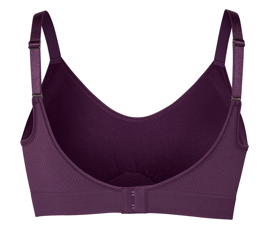 Soutien-gorge violet vu de dos.