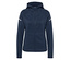 Veste thermique bleu foncé avec fermeture éclair et capuche.