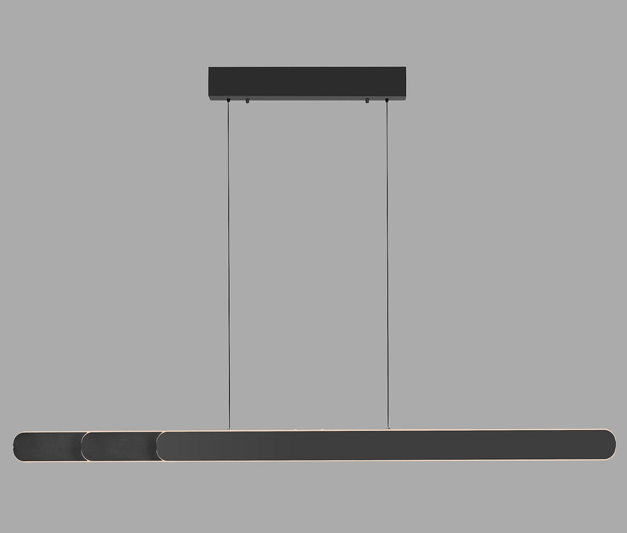 Lampe à suspension LED noire Paul Neuhaus «Adriana Round» sur fond gris.