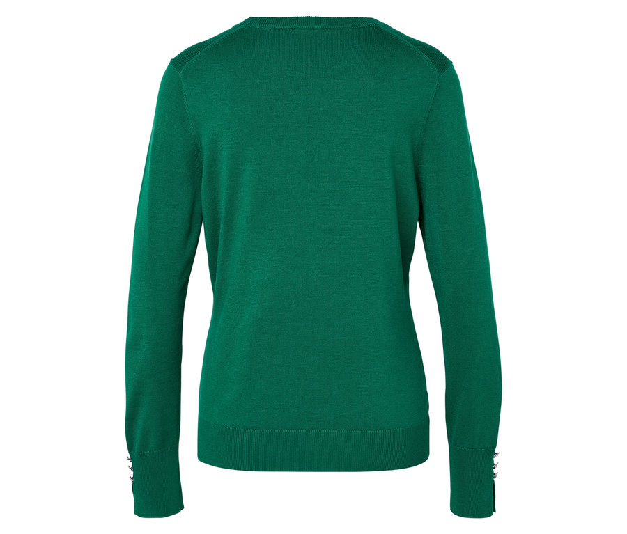 Vue arrière d'un pull vert à manches longues.