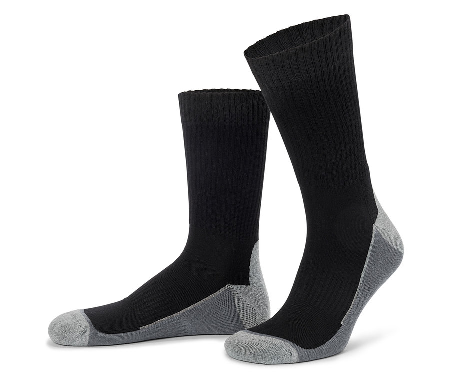 Deux chaussettes noires avec talon et bout gris.