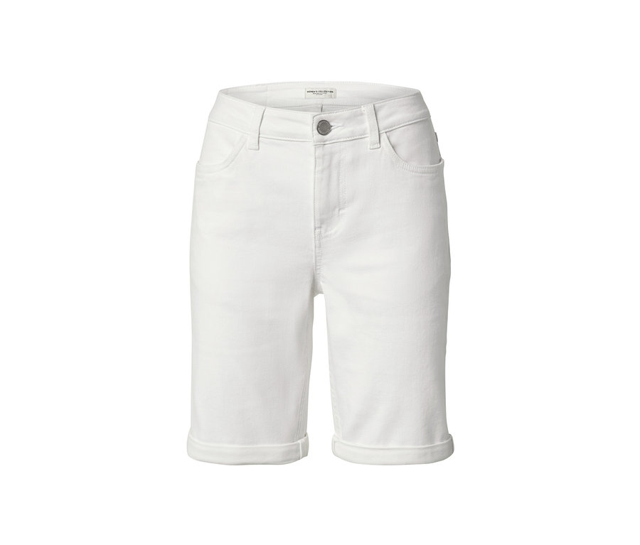 Short en jean blanc crème coupe « Lea ».