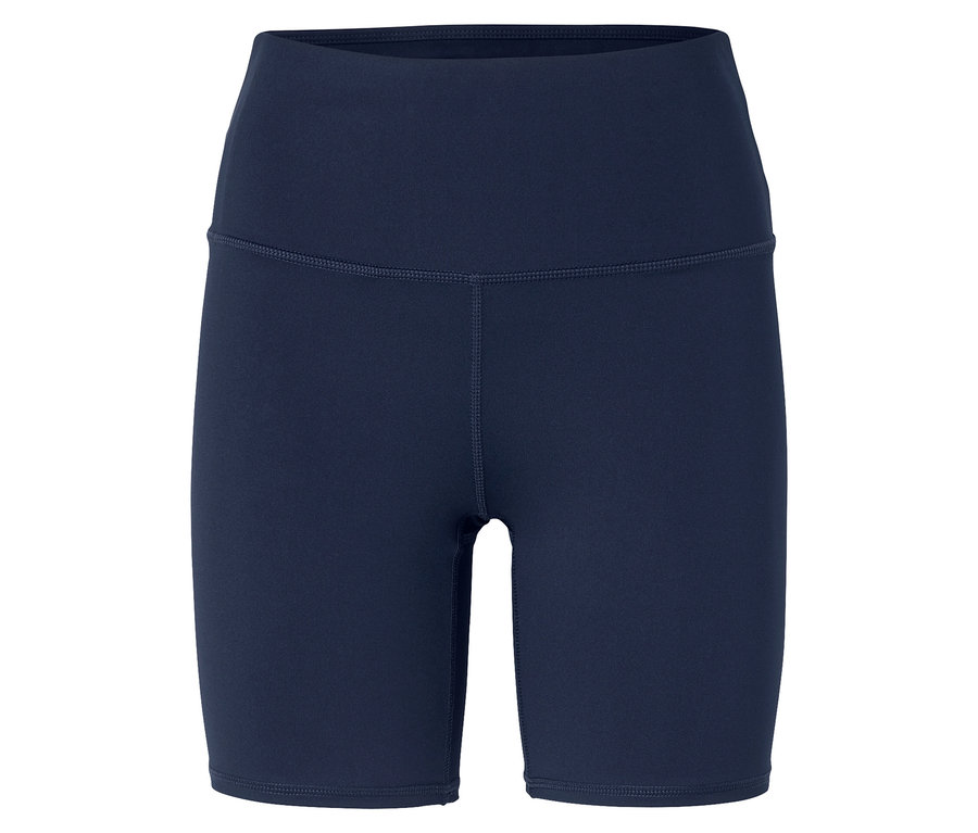 Gros plan sur un short de cycliste bleu marine.