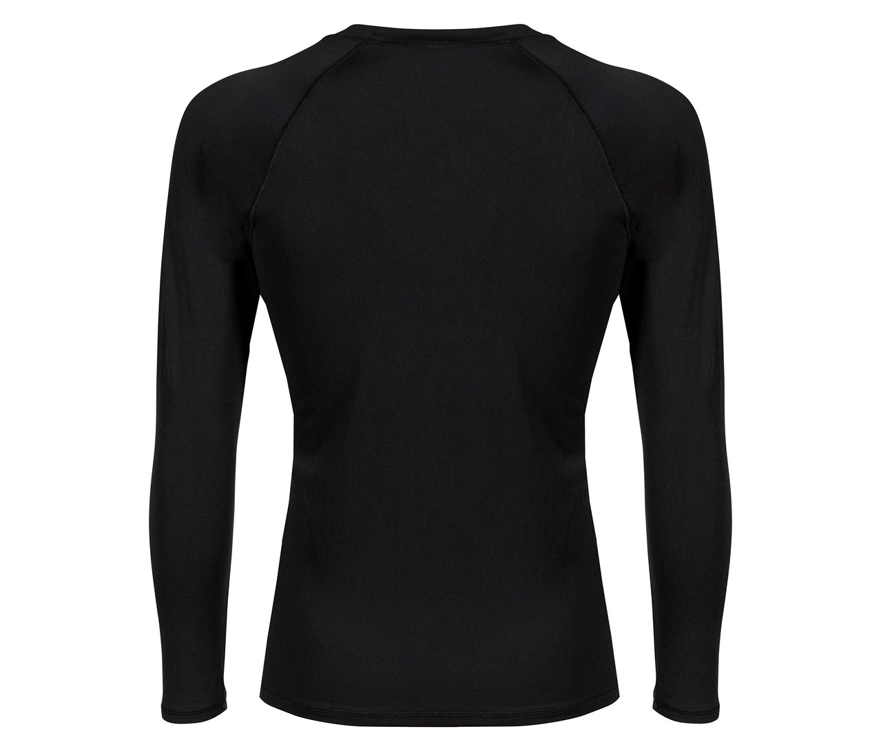Haut de sport noir à manches longues vu de dos.