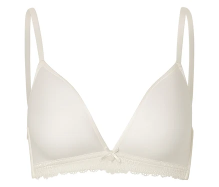 Soutien-gorge doux Spacer blanc avec de fines bretelles et un nœud.
