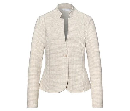 Blazer en jersey Street One clair avec col montant, décolleté en V et fermeture à un bouton.