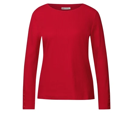 Le maillot côtelé rouge de Street One est présenté sur un fond blanc.