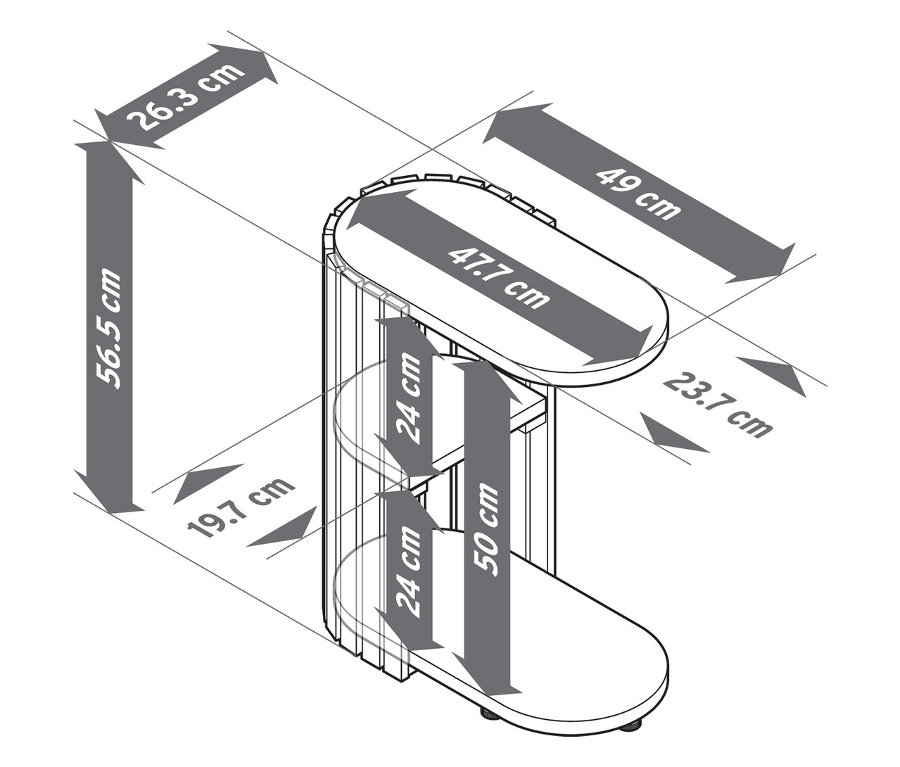 Illustration d'une construction de table en C en bambou avec des éléments à lamelles et des dimensions en centimètres.