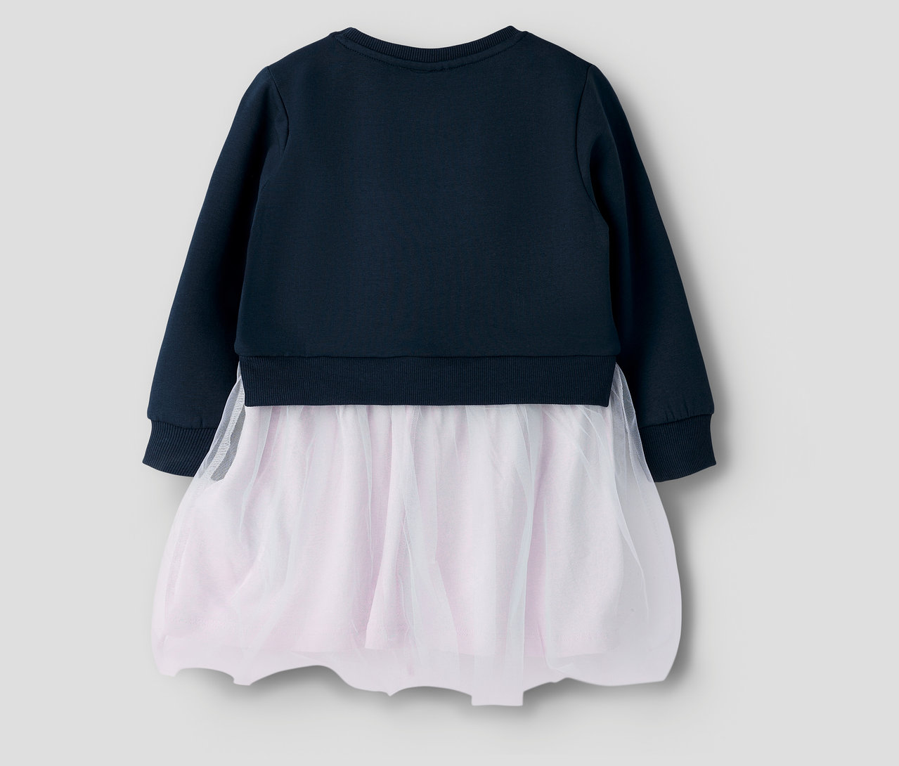 Vue détaillée de la robe sweat marine avec jupe en tulle NAME IT.