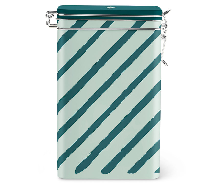 Boîte à café rayée.