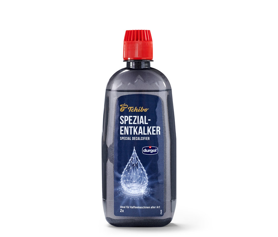 Une bouteille de détartrant spécial durgol® de 400 ml avec un bouchon rouge sur un fond blanc.