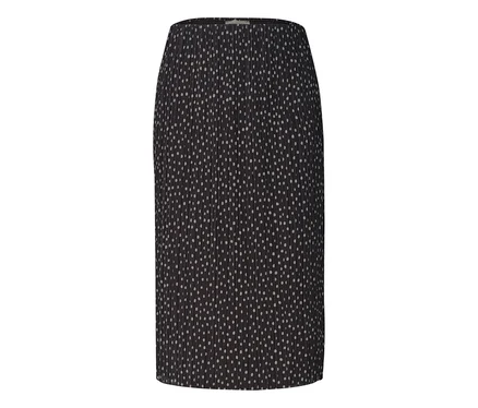 Jupe midi plissée Street One noire à pois clairs.