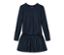 Robe en jersey côtelé bleu foncé.