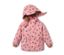 Veste de pluie thermique rose à pois marron.