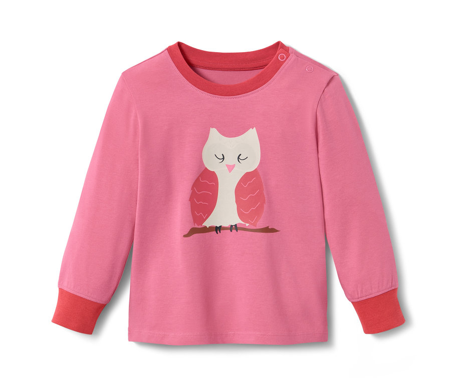 Pyjama rose et rouge avec un motif de hibou.