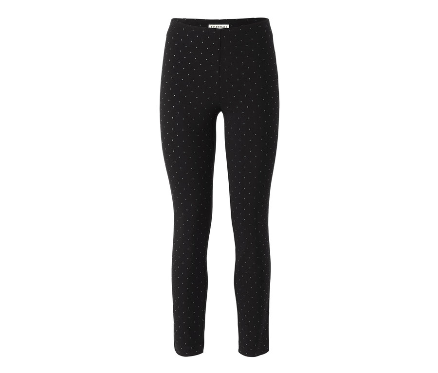 Pantalon stretch à pois noir.