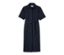 Robe en seersucker bleu marine NAH/STUDIO en coton avec manches courtes, col et ceinture.