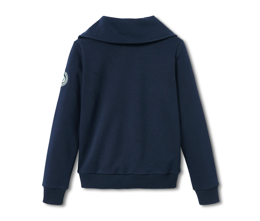 Sweat-shirt bleu marine à manches longues.