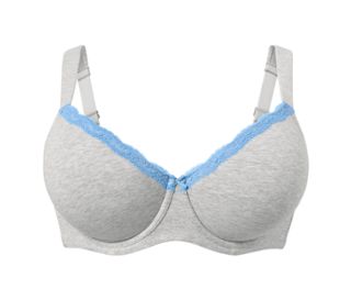 Gris chiné avec dentelle bleue