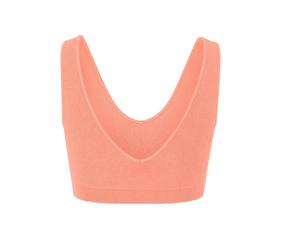 Vue arrière d'un bustier sans couture couleur papaye.