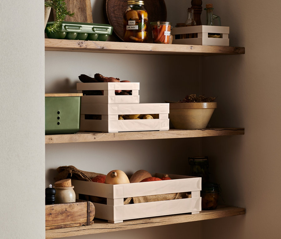 Étagères avec aliments dans boîte de rangement pour œufs, 3 boîtes de rangement, boîte de rangement avec couvercle et boîte de rangement.