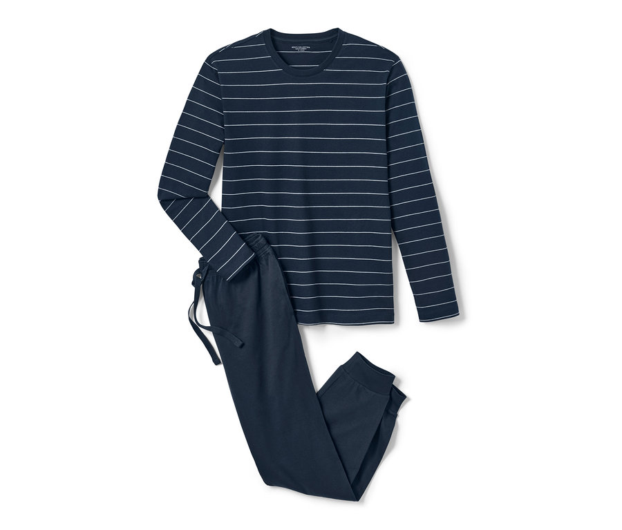 Pyjama rayé avec manches longues et pantalon.
