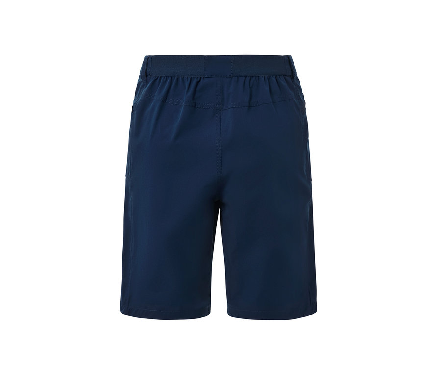 Short fonctionnel en softshell bleu foncé.