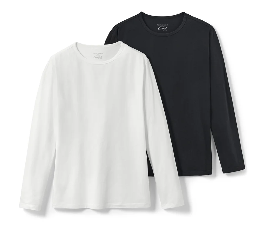 Deux maillots de corps à manches longues, un blanc et un noir.
