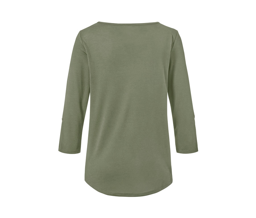 T-shirt technique kaki manches 3/4 vu de dos.