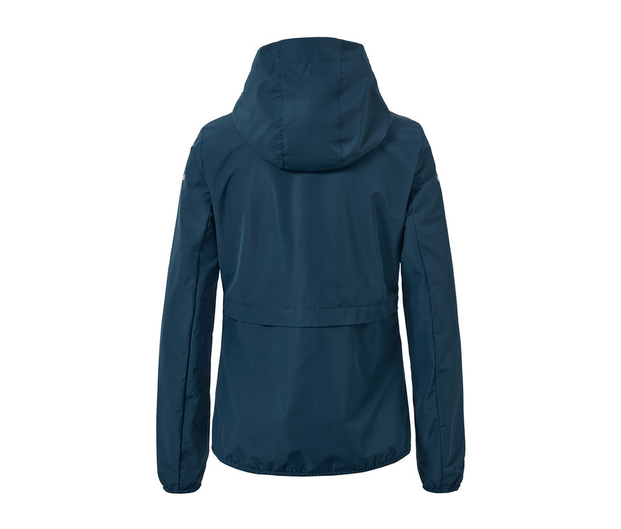 Veste de sport coupe-vent bleue vue de dos.