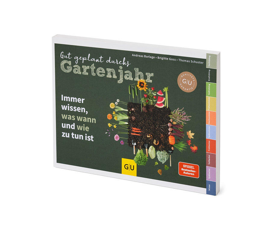 Livre « Gut geplant durchs Gartenjahr » avec une image de potager.