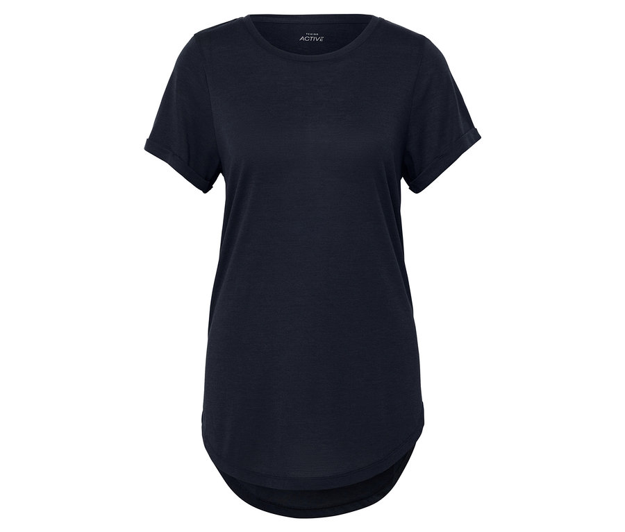 T-shirt noir à manches courtes et encolure ras du cou.