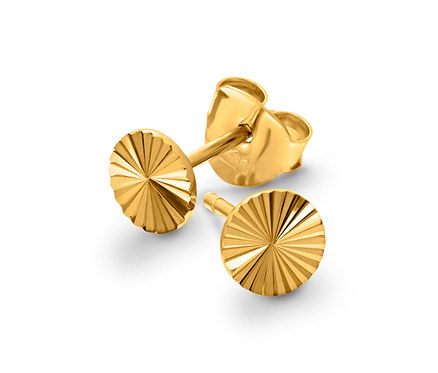 Clous d'oreilles, argent 925 doré, avec taille soleil