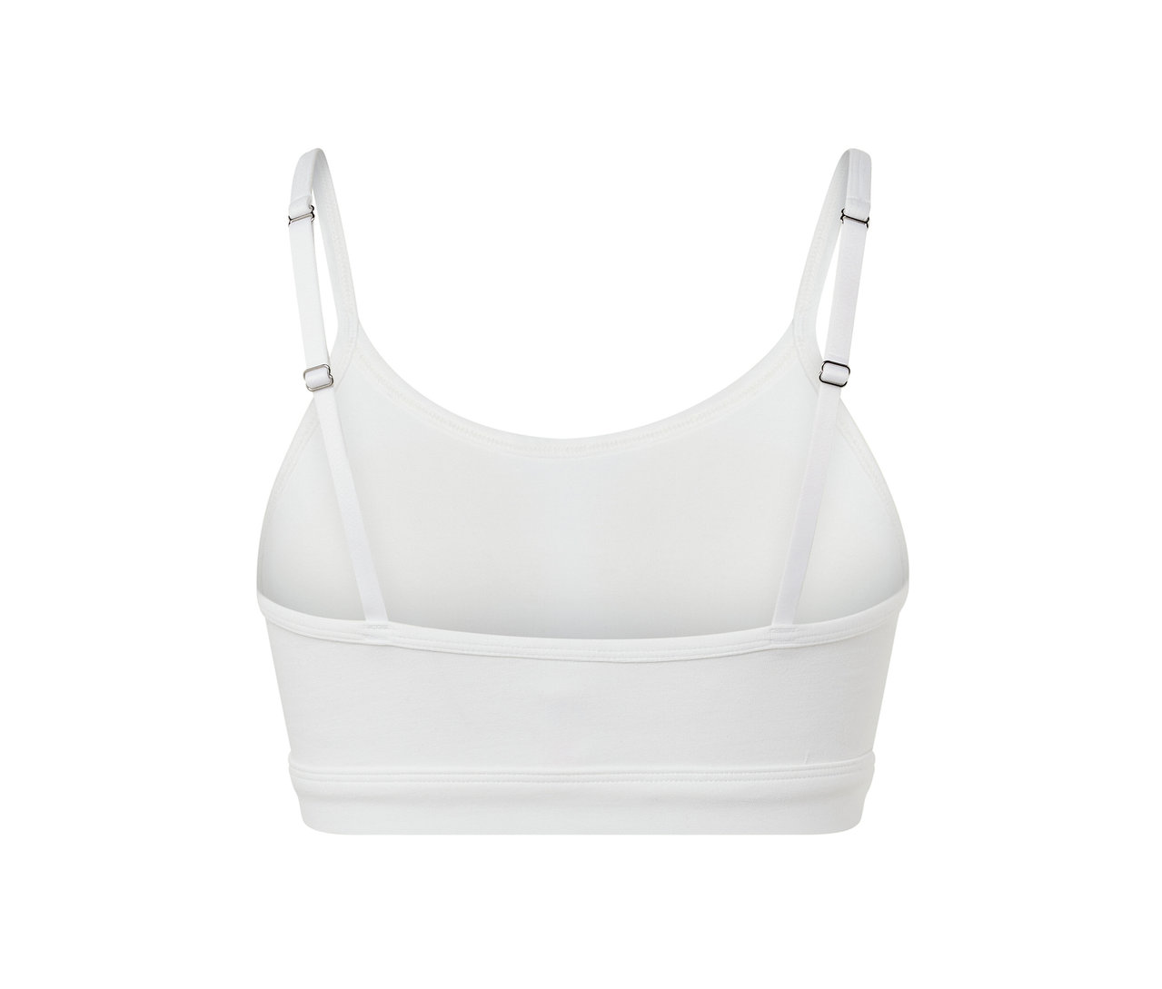 Vue détaillée de dos d'un lot de 2 brassières blanches avec bretelles réglables.