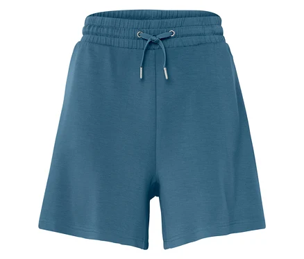 Shorts de sport bleus avec cordon de serrage à la taille.